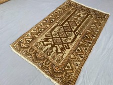 2x4 Terracotta Baluchi Tribal Rug with Geometric Panels and Rustic Border Design picture