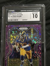 2020 Panini Prizm Aaron Donald No Huddle Purple Disco /35 CGC 10 GEM MINT #277 picture