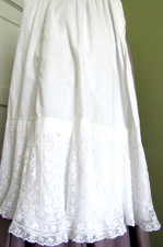 ANTIQUE FRENCH WHITEWORK VALENCIENNES LACE INSERT PETTICOAT CIRCA 1900 picture