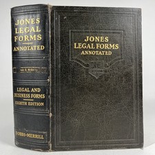 Jones Legal Forms Annotated 8th Edition BOBBS MERRILL 1930 Large HC Law Book picture