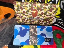 A Bathing Ape BAPE Blue Multicolor Camo Trifold Wallet Ape Logo Card Slots picture