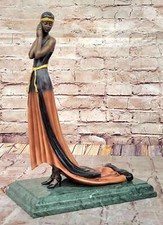 Dream Girl by Julius Erte Bronze Sculpture Green Marble Base Figurine Artwork picture