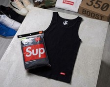 Supreme x Hanes Tank Tops Black Red Box Logo (3 Pack) Size Large picture
