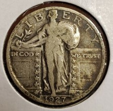 1927-S 25c Standing Liberty Silver Quarter - Fine Key Date - Value Coin - T2380 picture
