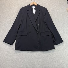 NWT H&M Women’s Double-Breasted Blazer Black Size M Tailored picture
