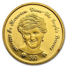 Sierra Leone 1997 Princess Diana $50 Gold Coin Proof Rare 1/10oz picture