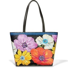 Brighton Painted Poppies Large Tote Handbag Floral Leather MSRP $470 NWT picture