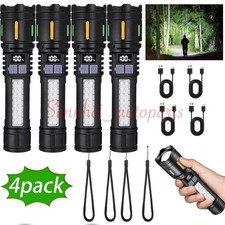 4PC 99000000 Lumens Super Bright LED Tactical Flashlight Rechargeable Work Light picture