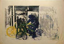 Gerald Huth, Cyclist, Woodcut, Signed and numbered in pencil picture