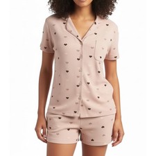 New SKIMS SOFT LOUNGE Shorts Sleep Set Pajamas MICA MINI HEART HALFDROP sz M picture