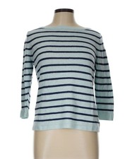 Talbots Sweater Size Lp Blue Striped Linen picture