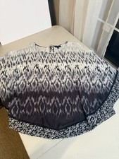NWT Lane Bryant Top Size 18/20 Grey Blue Ikat Abstract Blouse Tie Back Keyhole picture