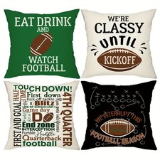 4pcs Sports Theme Decorative Cushion Covers, 18in*18in, American Football Game picture