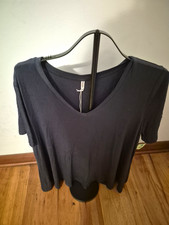 Tencede Women’s 2XL  Dark Green Solid V-Neck Short Sleeve T-Shirt picture