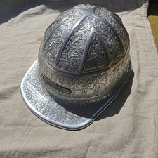 Vintage Engraved Hand Etched Aluminum Hard Hat Terhan, Mine Sagety picture
