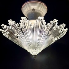 Antique Art Deco Gatsby 1920s 30s Starburst Snowflake Ceiling Light Fixture 12” picture