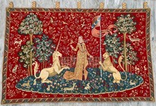 Vintage French Tapestry: Medieval Pictorial, Goblin Wall Hanging 2x3 ft picture