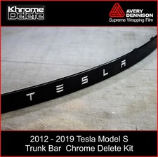 Glossy Black Chrome Delete Overlay for 2012–2020 Tesla Model S Trunk Applique picture