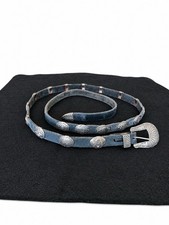 Vintage Uncle Sam Concho Belt  Native American Sterling Silver And Leather 150g picture