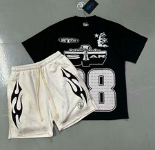 Hellstar Men's 2-Piece Graphic Tee & Drawstring Shorts Set Pockets M Black/White picture