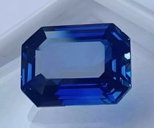 Natural Kashmiri Dark Blue Sapphire Emerald Cut Loose Gemstone Certified 13.5 Ct picture