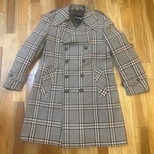 Vintage Stratojac Wool Tweed Coat Mens 38 Double Breasted Houndstooth picture