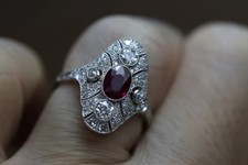 1Ct Red Oval Cut Garnet Bezel Set Vintage Style Ring Solid 925 Sterling Silver picture