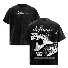 Deftones Vintage Washed Double Sided Rock Metal Oversized Cotton Graphic T-shirt picture