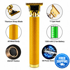 Vintage T9 Gold Hair Beard Trimmer Cordless USB Clipper 4 Guide Combs picture