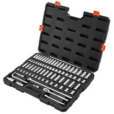 Uimoso 76-Piece Socket and Ratchet Set, 3/8-Inch Drive for Automotive Repairs picture