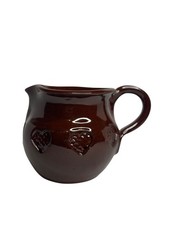 VTG 1986 Ned Foltz Redware Pitcher Handmade Glazed Heart Signed Ceramic Pottery picture