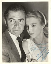 TRAGIC ACTRESS INGER STEVENS & ACTOR JAMES MASON, SIGNED VINTAGE STUDIO PHOTO. picture