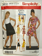 Uncut Simplicity 3833 Women’s 60's Retro Mod A Line Dress Sewing Pattern picture