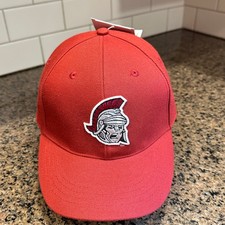 Vtg Troy Trojans Red Oak Sportswear Fitted Baseball Cap XL Red Deadstock New picture