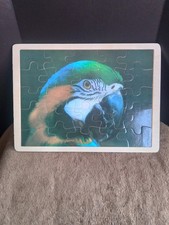 Vintage Wooden Jigsaw Puzzle 25pc Set. Macaw Parrot Bird picture