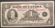 Canada 1935 Bank of Canada $1 One Dollar Banknote - B4710918 Circulated picture
