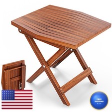 Melino Wooden Folding Outdoor Side Table 18X16X16 In Fsc - Chestnut 91-Xxx picture