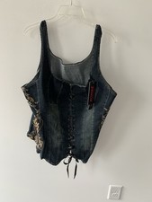Romwe Corset Denim Embrodiered Top Vest Womens 3X. NWT picture
