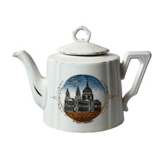 ST PAULS CHURCH - LONDON ENGLAND UK Souvenir ANTIQUE CHINA TRINKET TEAPOT picture