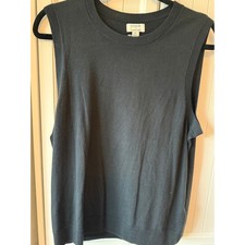 J.Crew 100% cotton sleeveless sweater shell black sz Large NWT picture