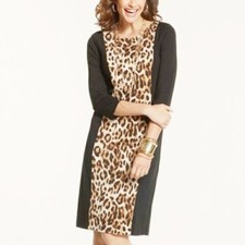 Chico's So Slimming Black Animal Print Classic style Dress Size 01 Medium picture