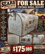 VINTAGE SEARS ROEBUCK & CO. GALVANIZED RURAL MAILBOX FARM picture