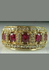 3.00 Ct Oval Cut Natural Red Ruby & Diamond Wedding Bridal Ring 14K Yellow Gold picture