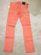 Civilianaire Slim Straight Selvedge Jean Wm Size 24 Coral Orange+Stretch NEW L31 picture