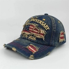 US 250th Anniversary Hat Denim Baseball Cap Patriotic 1776–2026 American picture