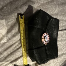Henri Bendel Small Black Pebbled Shoulder Bag Gold Chain Turn-Lock picture
