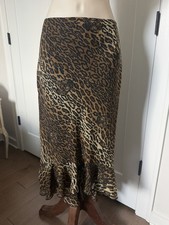 EUC Joseph Ribkoff Women’s Leopard High Low Ruffle Midi Lined June Skirt 6/8 M picture