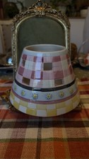 Vintage 2002 America Ceramic Candle Jar Topper Shade Pastel Plaid Checkerboard picture