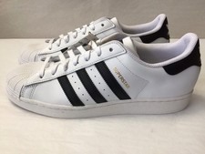 New Adidas Superstar Men Size 10 White Black Athletic Shoes EG4958 Stripes Laces picture