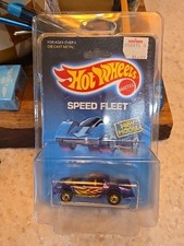 Vtg 1988 Hot Wheels Speed Fleet HOT BIRD FIREBIRD Blue W/ Flames W/ Protector  picture